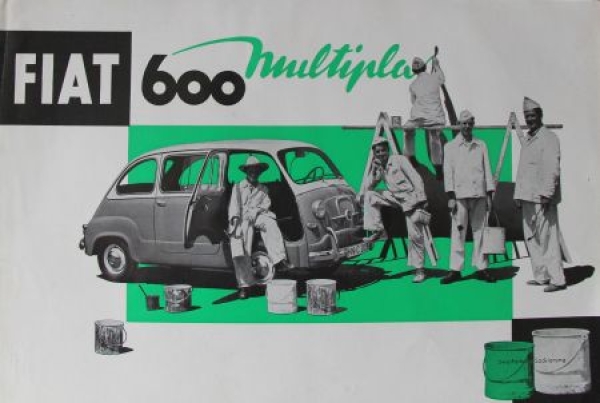 Fiat 600 Multipla Modellprogramm 1956 Automobilprospekt (8703)